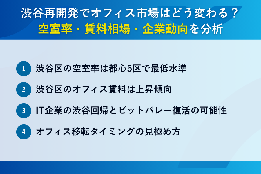 渋谷再開発でオフィス市場はどう変わる？空室率・賃料相場・企業動向を分析